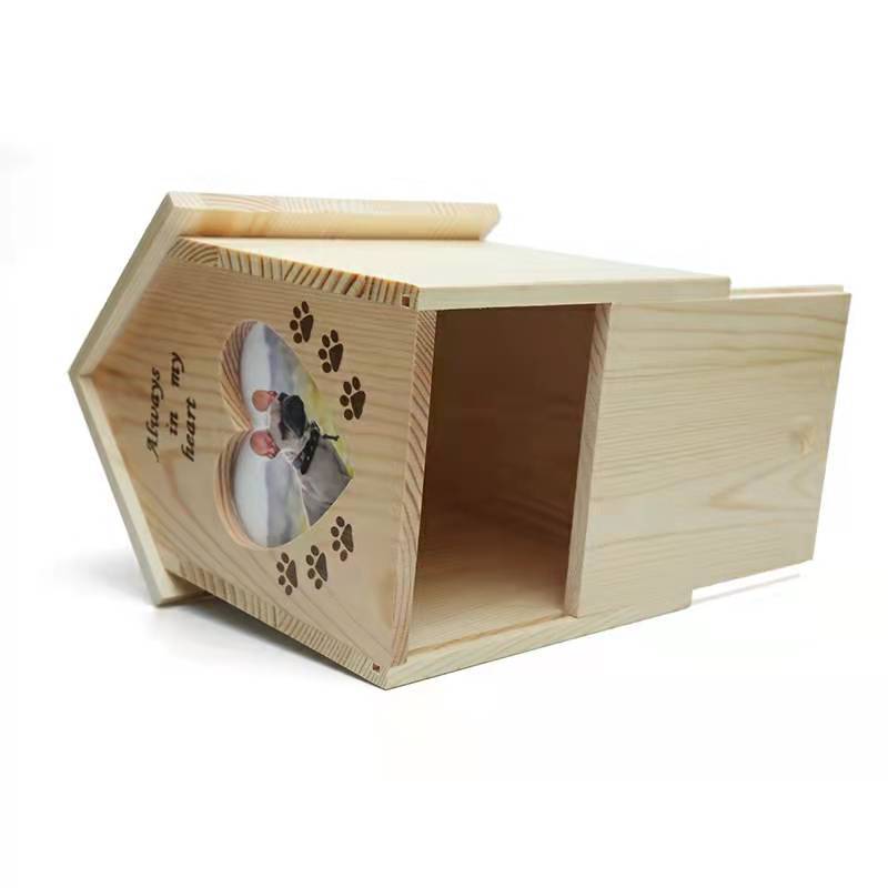 Ataúd hecho a mano de madera maciza para mascotas, urna para gatos y perros, ataúd para perros, suministros de funeral para mascotas no están pintados