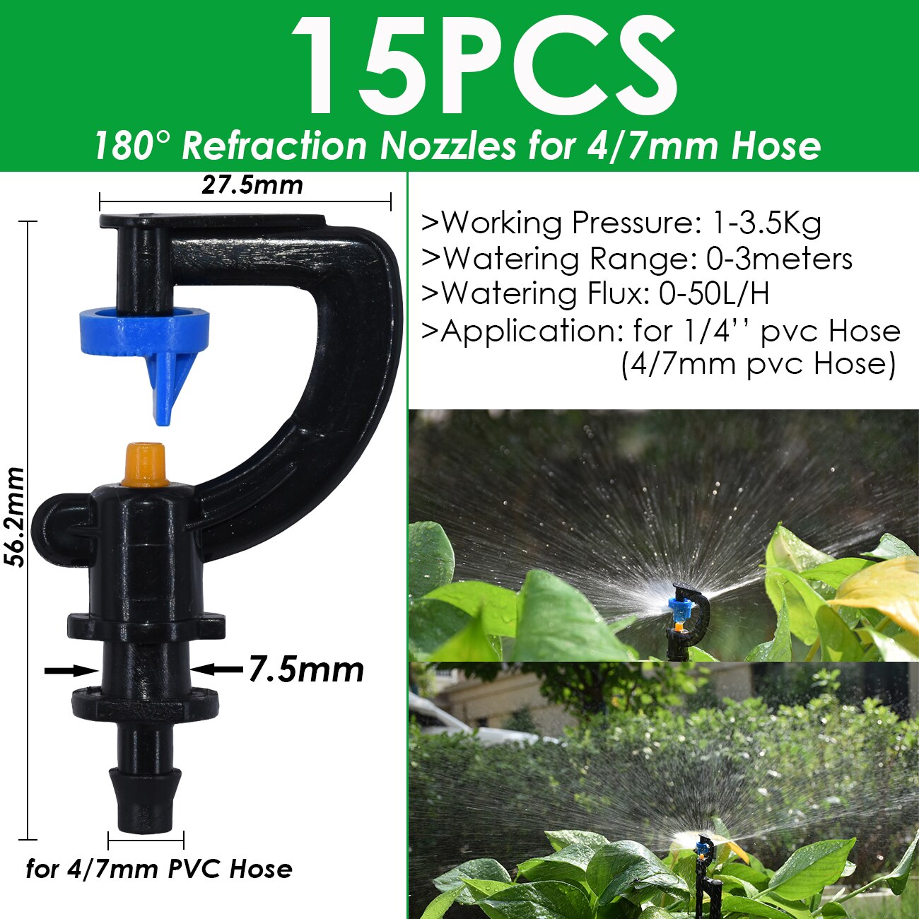 Sprycle 4/7Mm Tuin Verstelbare Irrigatie Staak Sprinkler Emitter Dripper Micro Spuiten Roterende Nozzle Watering Pijl Kas: Clear