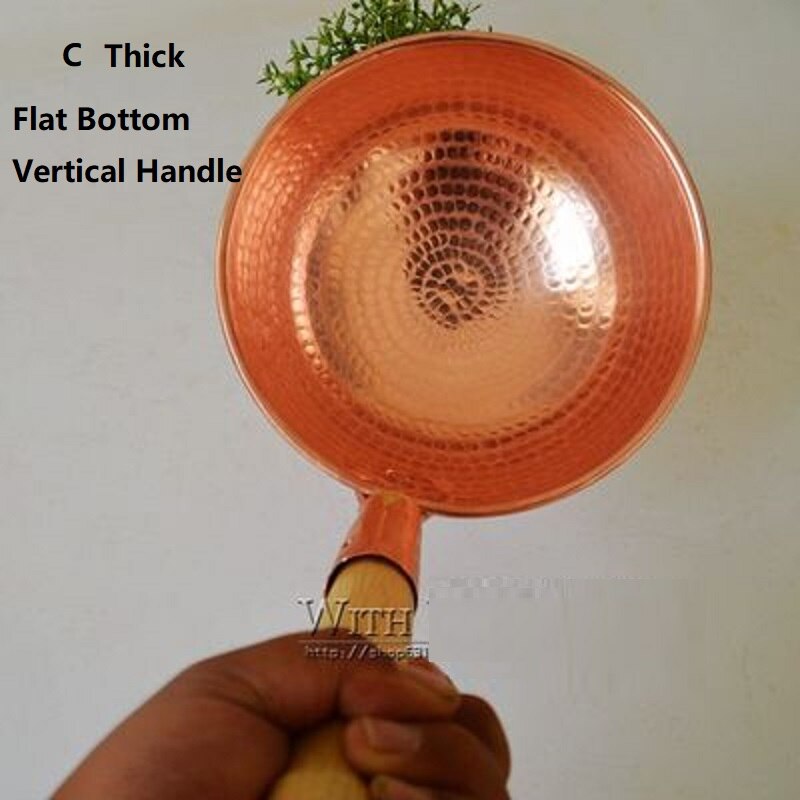 Handmade Pure Copper Rice Noodle Soup Pot Thick Wooden Handle: C Thick