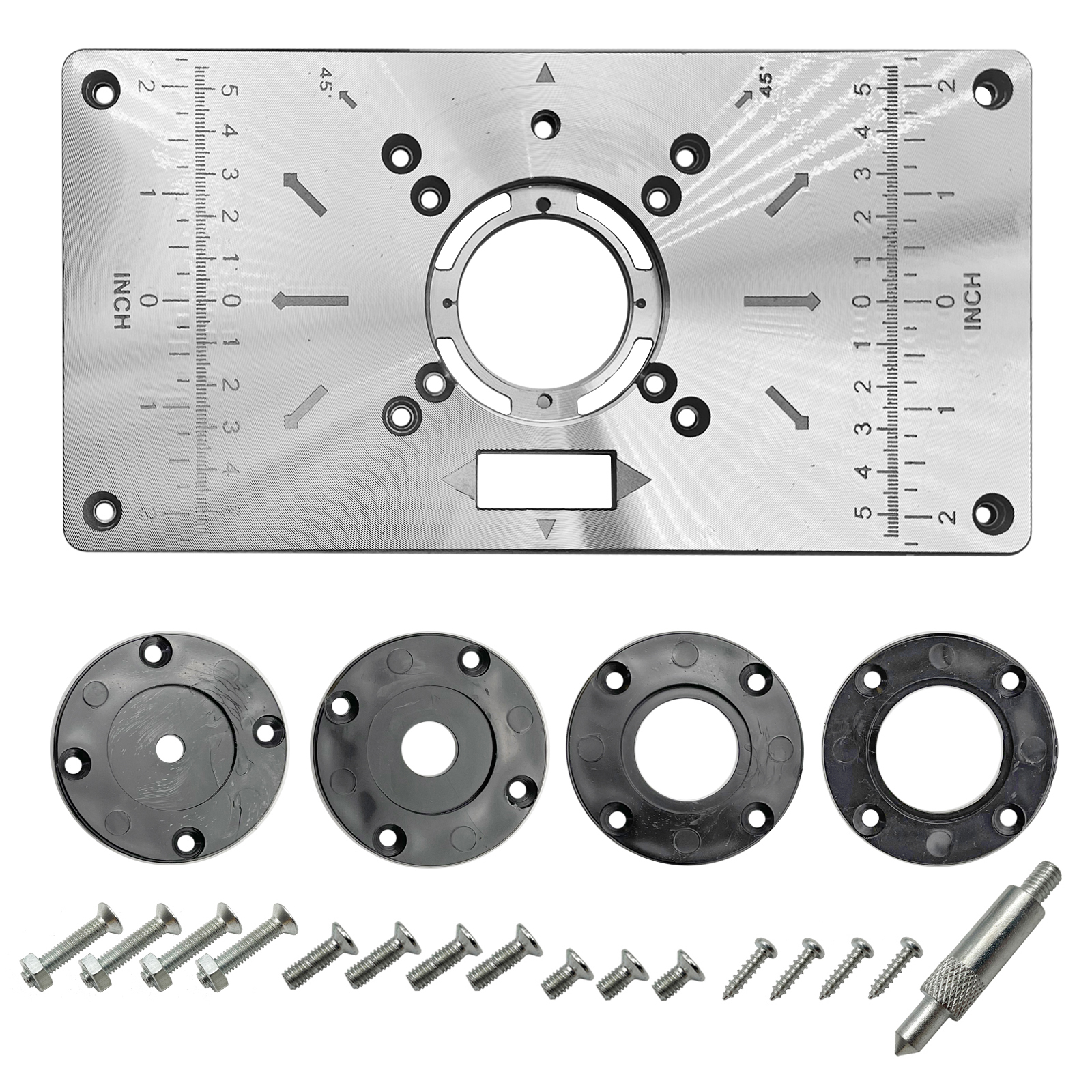 Aluminium Router Table Insert Plate Table For Woodworking Benches Router Plate Wood Tools Milling Trimming Machine With Rings: Red