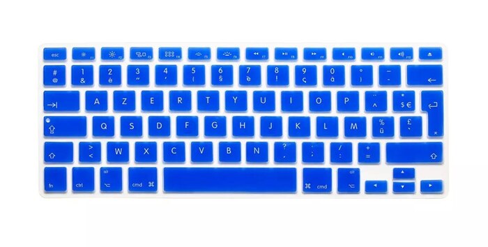 Silikone fransk bogstav tastatur cover til macbook air pro retina 13 15 17 beskytter til mac book tastatur frankrig eu azerty: Blå