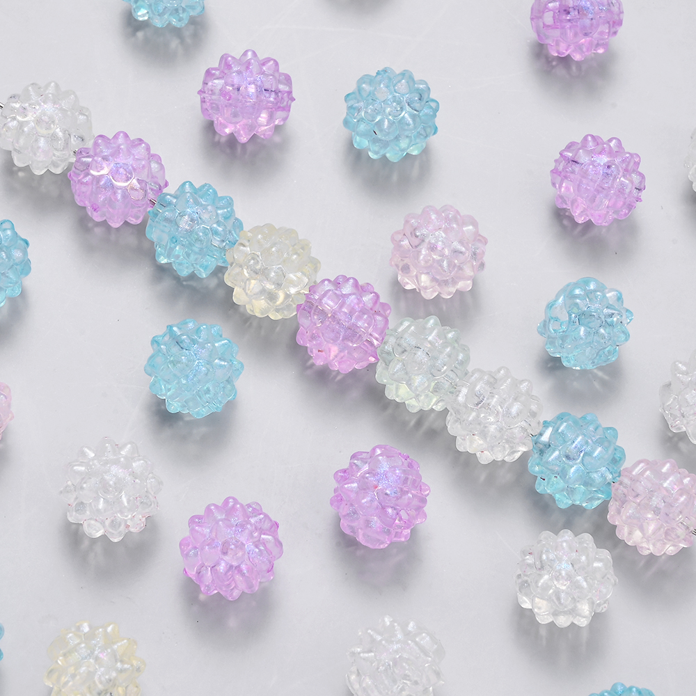 100Pcs 11mm Luminous Acrylic Rotund Spacer Beads Colorful Hedgehog Ball Beads For Jewelry Making DIY Necklace Earrings Bracelet