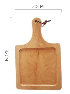 Natural Wood Bread Boards Multi-Use Serving Trays with Handle Japan Style Fruits Plate Baking Tool Cutting Board Eco Tableware: Square