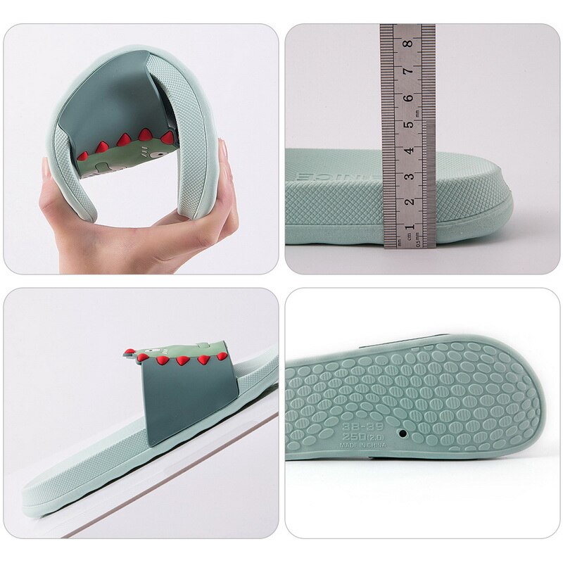 Kvinder sommer pvc dinosaur mønster hjemmesko damer slip on light strandsko kvinde åben tå afslappet platform kvindelig hjemmesko