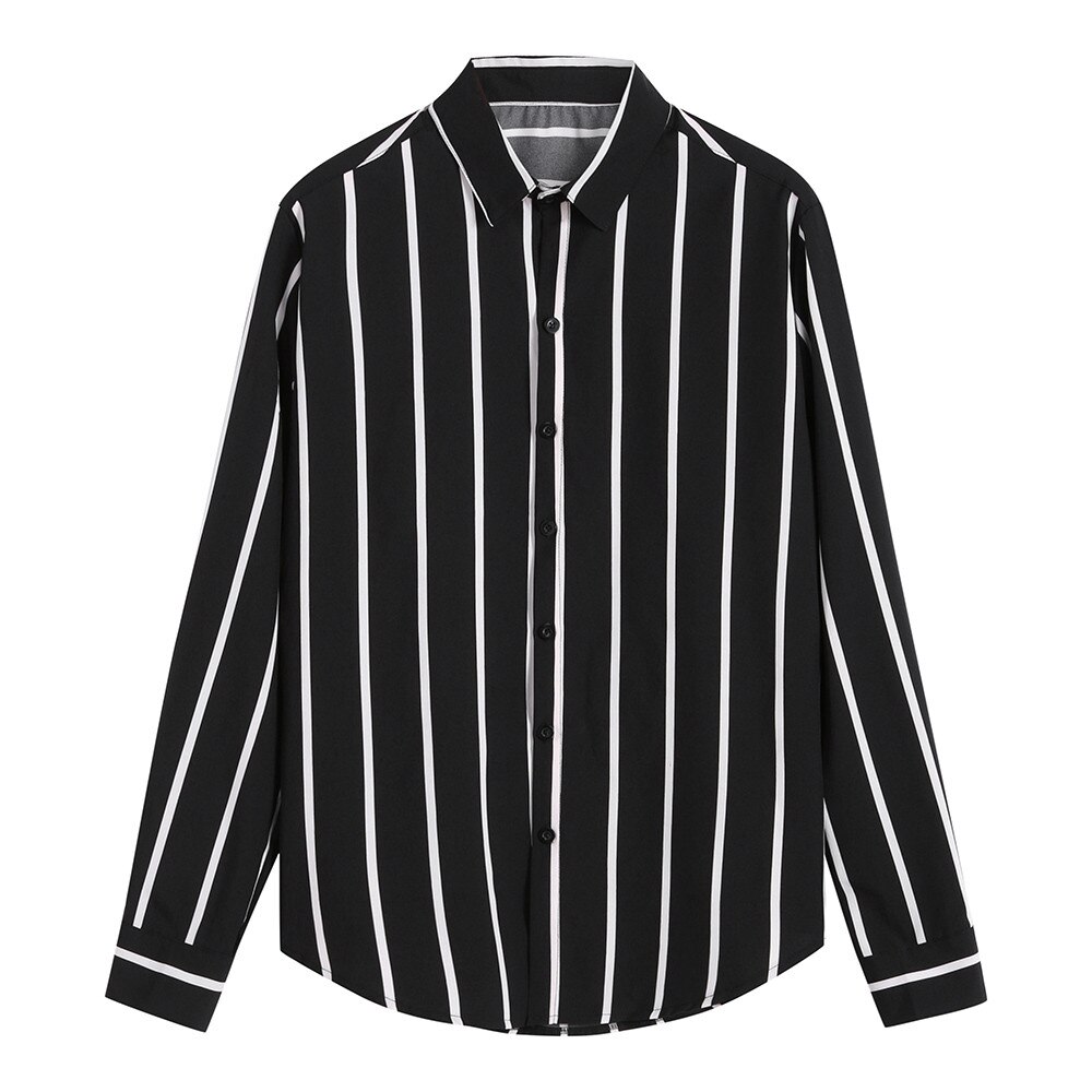 Randiga skjortor för män casual långärmade toppar lös casual blus pojke lyx stilig sport casual klänning lös blus  j05