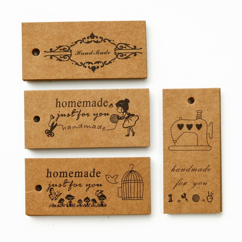 50 Stuks Vintage Kraftpapier Tag Hang Tags Wedding Birthday Party Candy Dozen Prijs Label Naaien Kleding Kledingstuk Tags