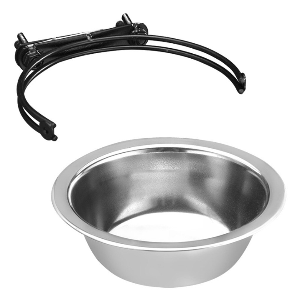 Stationary Dog Bowl Cage Cup Hanger Travel Food Water Bowls Puppy Cat Stainless Steel Hanging Feeder Dish Pet Feeding Tools: diameter  16cm