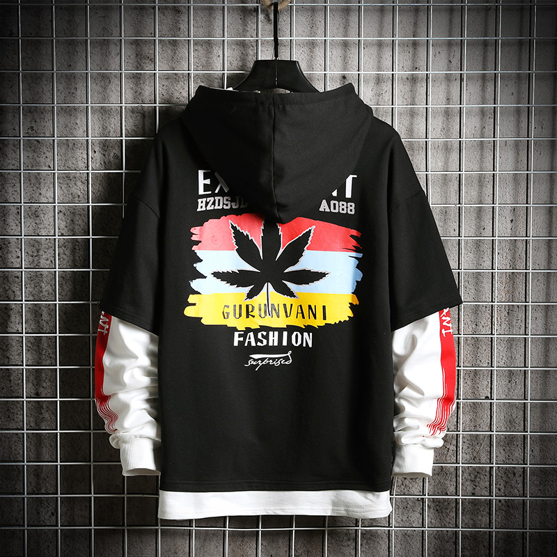 SingleRoad homme sweat à capuche pour homme surdimensionné Graffiti imprimé Hip Hop Harajuku japonais Streetwear jaune sweat à capuche homme sweat homme: Black Hoodie Men / Asian-XL(EUR M)