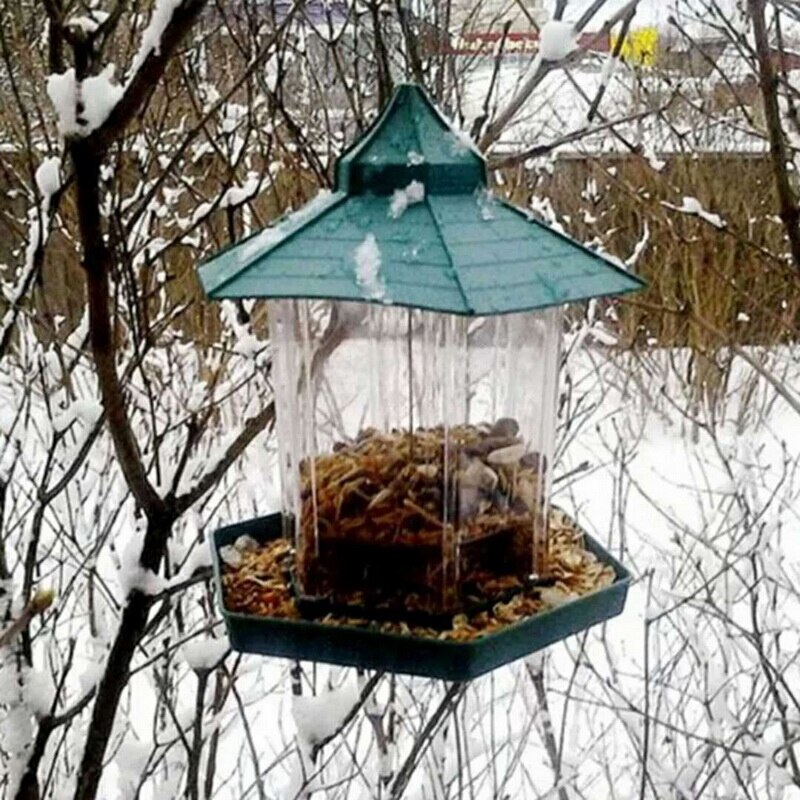 Wooden Wild Bird Feeder Outdoor Bird Feeders Food Container Hanging Gazebo Bird Feeder For Garden Decoration #15