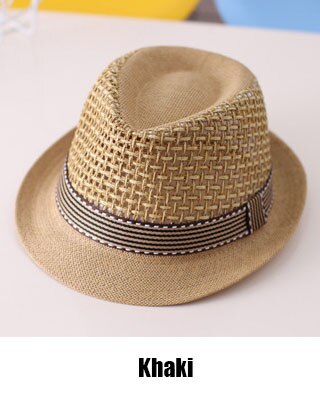 ¡Novedad! sombrero Panamá para niños, sombreros de verano para el sol, gorro para bebés y niños, sombrero de paja de Jazz para niños, sombrero para bebés tipo gorro para niños, accesorios de fotografía: Khaki