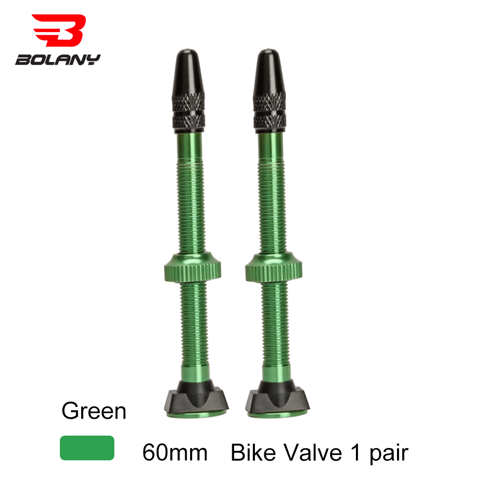 BOLANY 1 Pair Bicycle Valve 40mm /60mm MTB Road Bike Extender Valves Tubeless Vacuum Nozzle Aluminum Alloy Sealant Accessories: 60MM Green 1 Pair