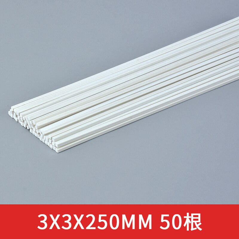 50pcs ABS solid square sticks DIY manual construction sand table model of ABS model transformation of solid rods diorama: 3x3x250mm