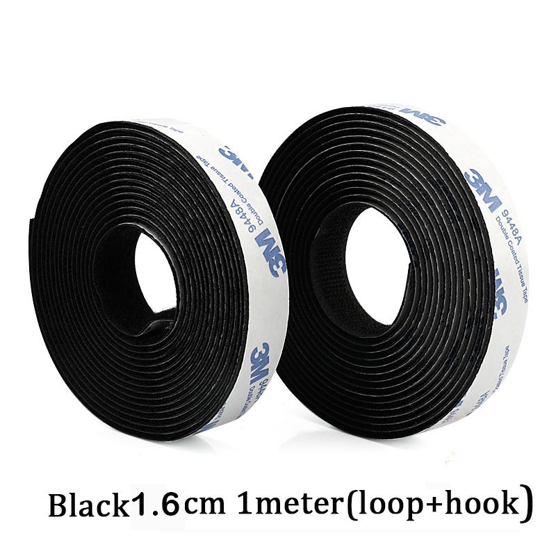 1Meter/Pairs Strong Self adhesive Hook and Loop Fastener Tape nylon sticker velcros adhesive with Glue for DIY 20/25/30/38/50mm: Black 1.6cm