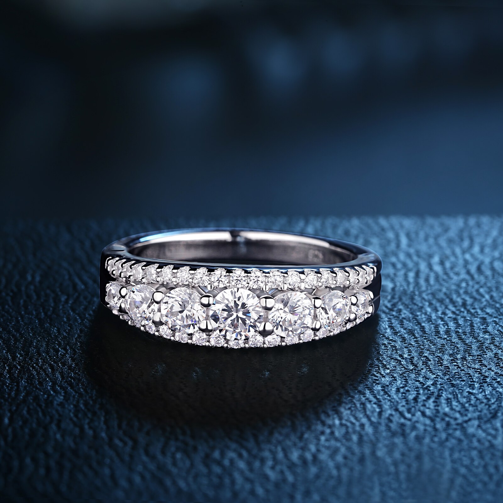 Newshe-anillo de compromiso de boda de Plata de Ley 925, 1,2 CT, corte redondo AAAAA CZ Eternity Band, joyería para para mujer 1R0010