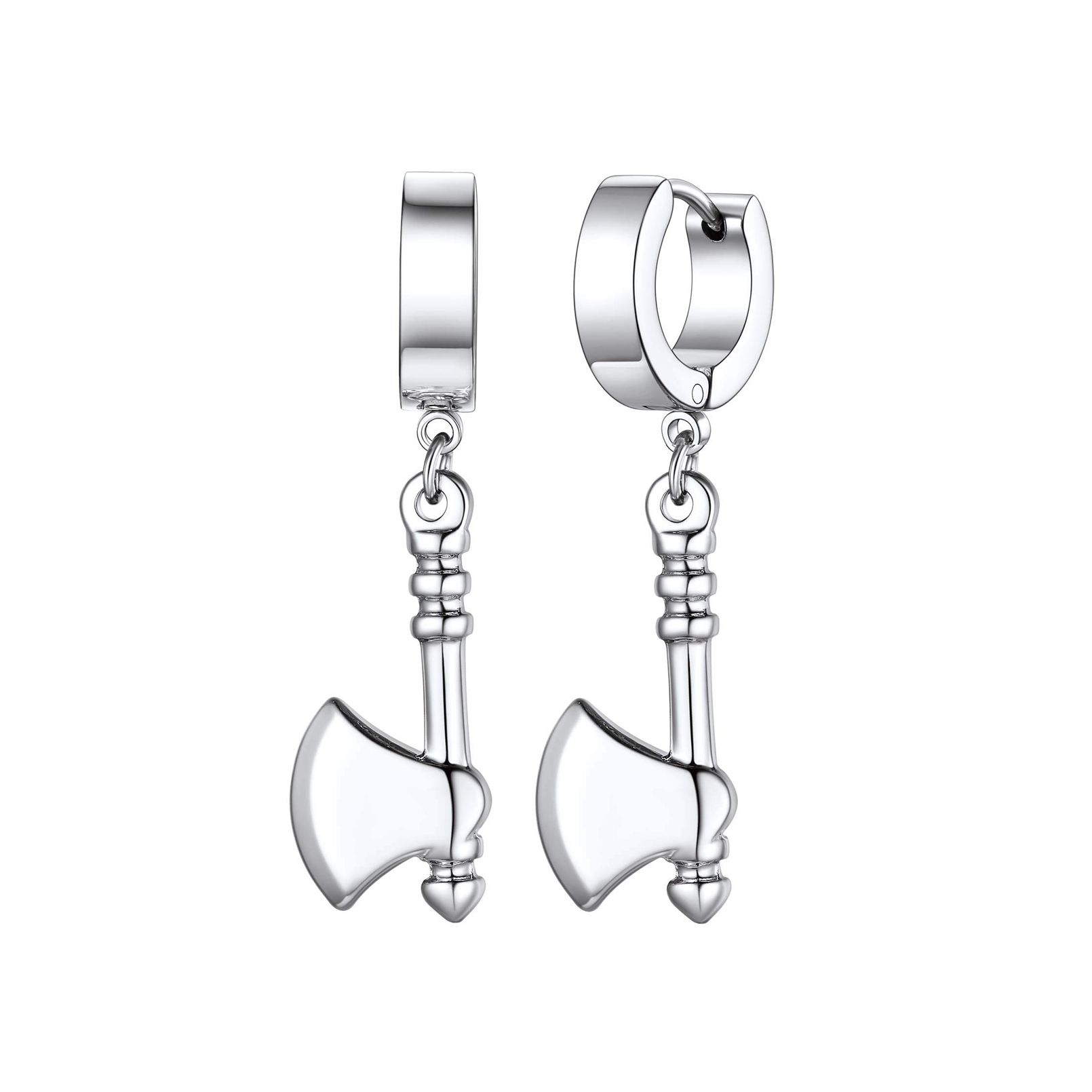 Pendientes de daga de Color negro y plateado para hombre, pendientes de aro con calavera y hoja de espada de acero inoxidable, joyería de tatuaje de roca a la