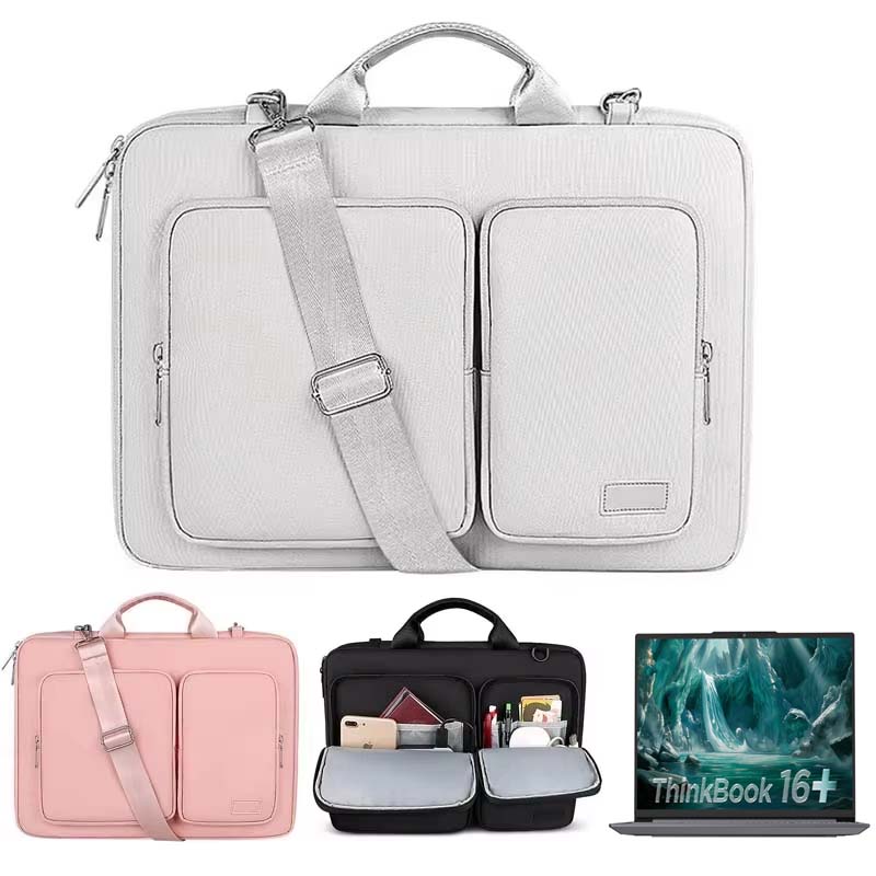 Laptoptas met schouderriem voor lenovo thinkbook 16+16p, opbergvak, schokbestendig etui met ritssluiting, laptoptas