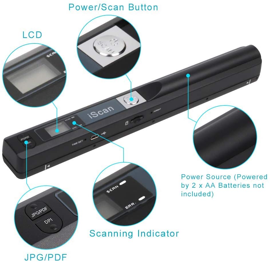 Draagbare Scanner 900 Dpi Handheld A4 Document Scanner Voor Business Foto Ontvangsten Boeken Ondersteuning Jpg/Pdf-Formaat