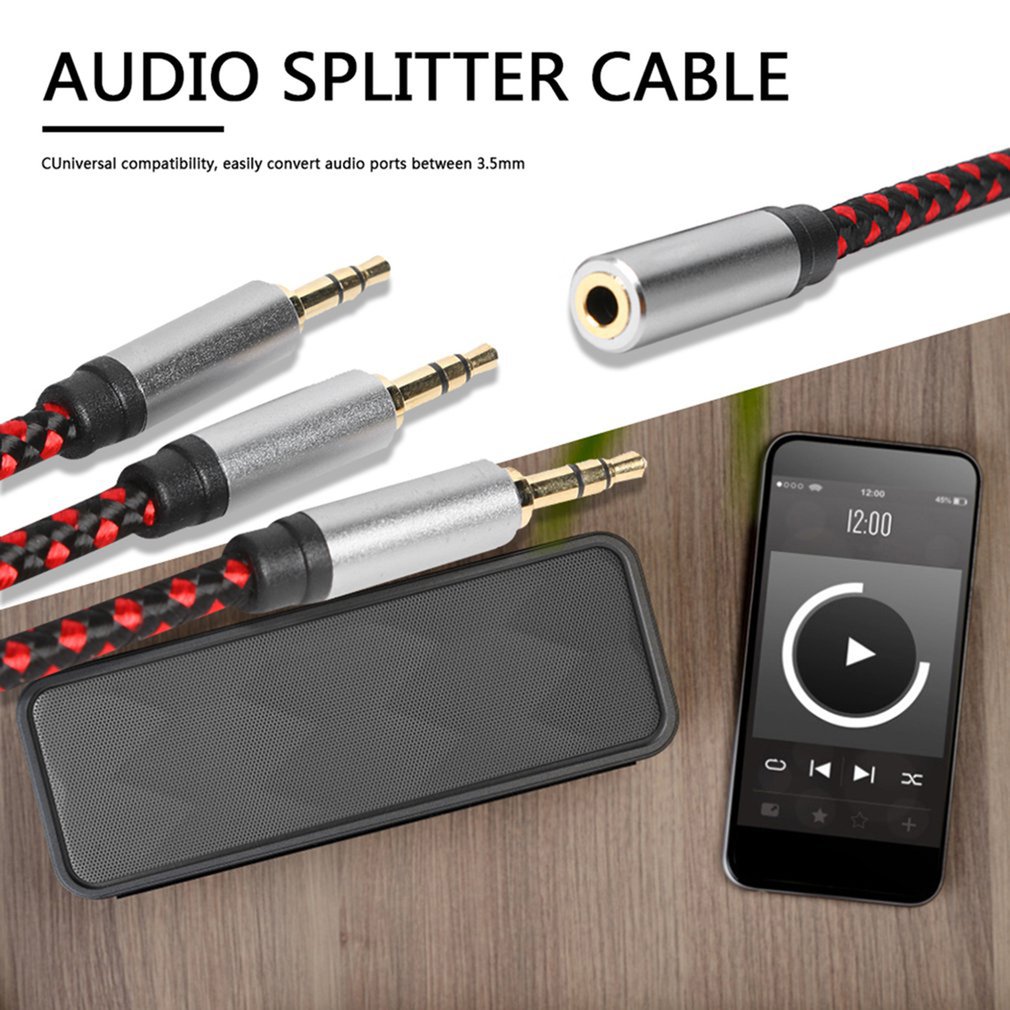 Cable divisor de auriculares 3,5mm 1/8 adaptador auxiliar de 3 vías conector para auriculares Cable de extensión de Audio estéreo Triple para PC teléfono altavoz MP3