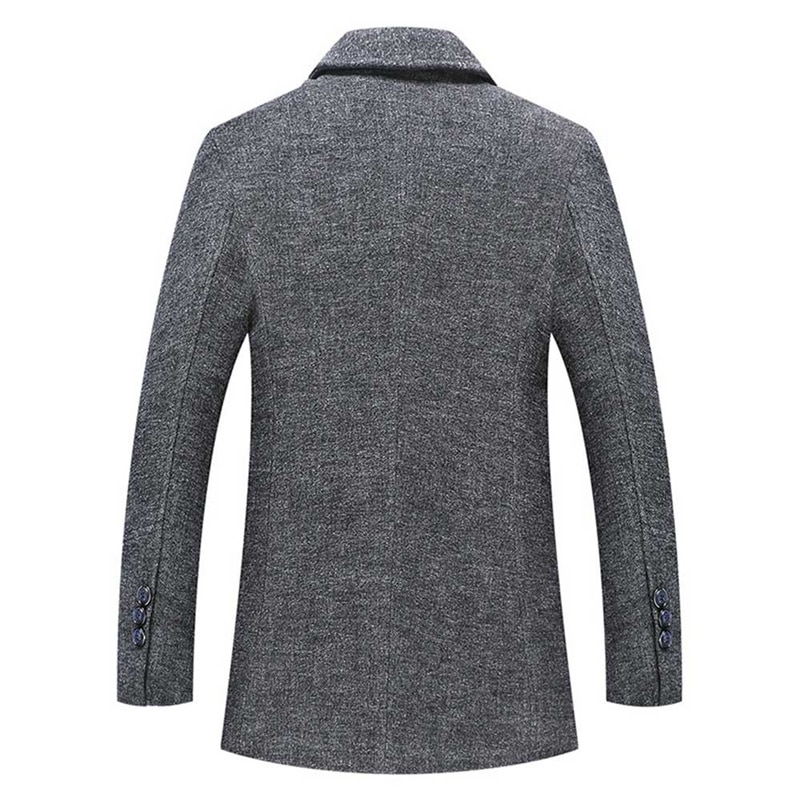 Youthup winter heren lange wollen jas enkelrijs slim effen jassen overjassen topjas heren fitnessjas streetwear