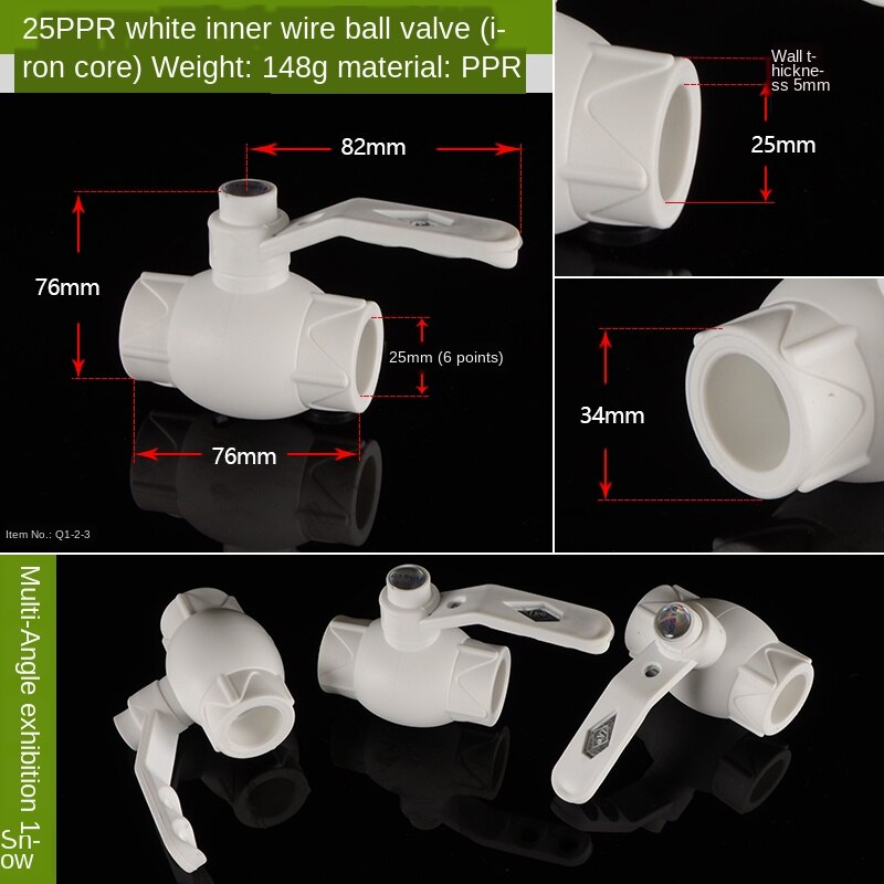 1/2 IN-20 3/4 IN-25 1 inch-32PPR melt ball valve wire wire ball valve live ball valve switch accessories thickened: 25PPR Hot melt ball