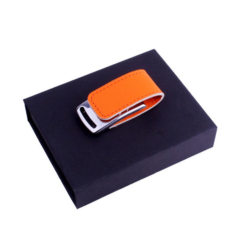 Usb jaster 2,0 cuero usb + caja de usb pendrive 4GB 8GB 16GB 32GB 64GB de memoria U disco usb flash drive: 16 GB / Orange