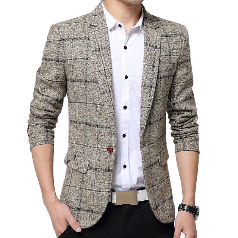 Mannen slim fit brazer merk geruite jasjes kostuum homme heren rooster formele brazers casual rokkostuum jassen