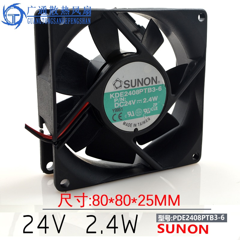 SUNON KDE2408PTB3-6 80mm 8 cm DC 24 V 2.4 W 80x80x25mm server omvormer axiale cooling fans