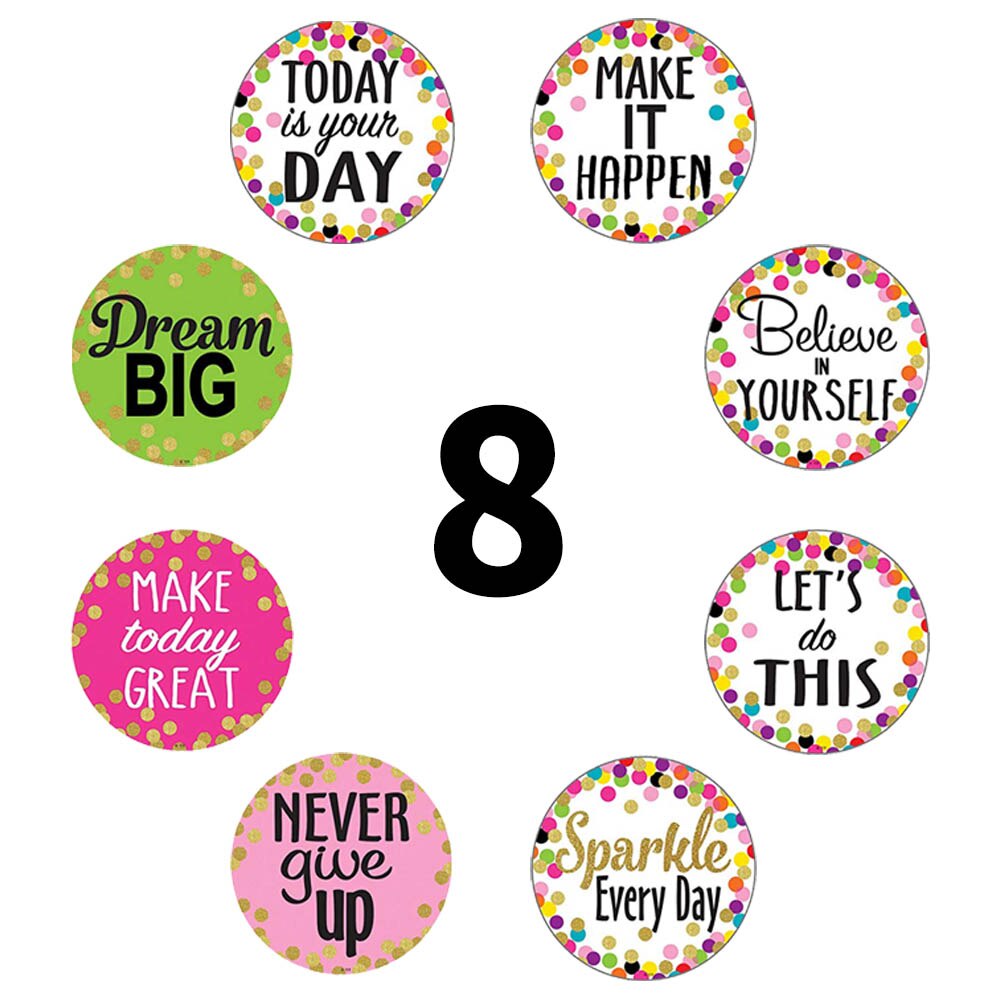 500Pcs/roll Confetti Positive Sayings Accents Stickers for Students Teachers Classroom Use Stickers Scrapbooking Reward Stickers