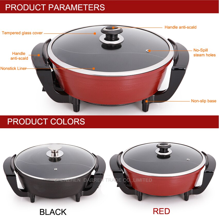1PC 220V 1500W 6L Electric Multifunctional pot cooker Yuanyang Pot Household non-stick cookware
