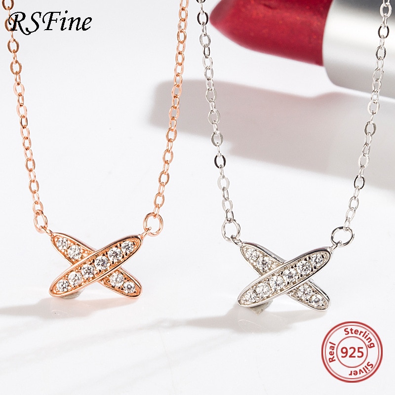 Collar de plata de ley 925 con letras X para mujer, joyería fina de amor sencilla, , famosa