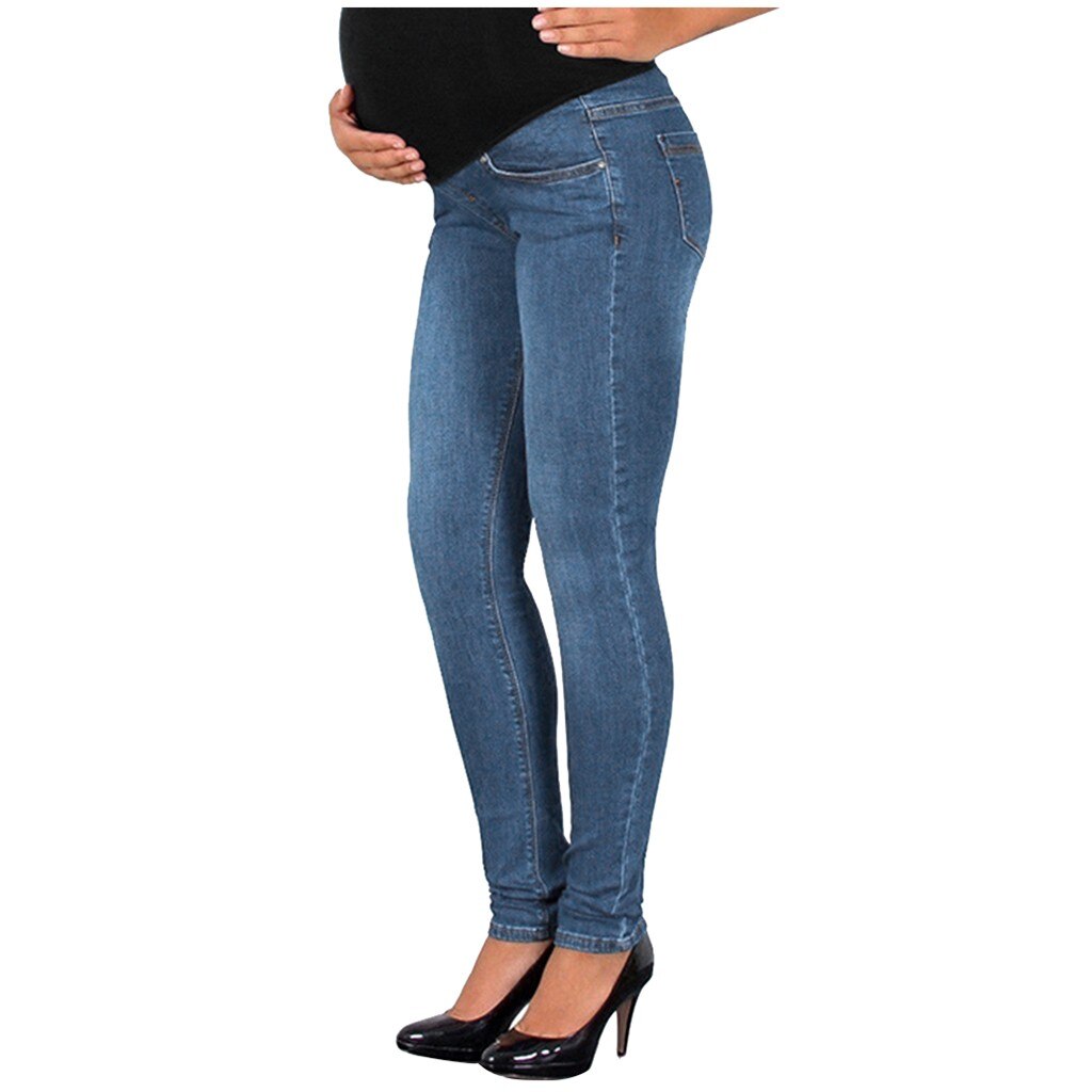 Jeans kvinnor graviditet gravidkläder jeans svarta byxor för gravida kvinnor kläder amningsbyxor jeans dam 15: Blå / M