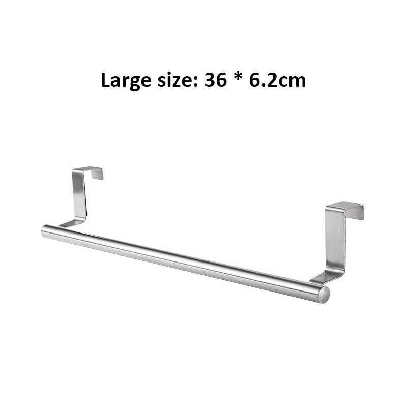 Over Door Stainless Steel Single-bar Towel Rack Bathroom Kitchen Non-perforated Towel Rail Rag Rack Shelf Hanger Hanger: Primary Color L