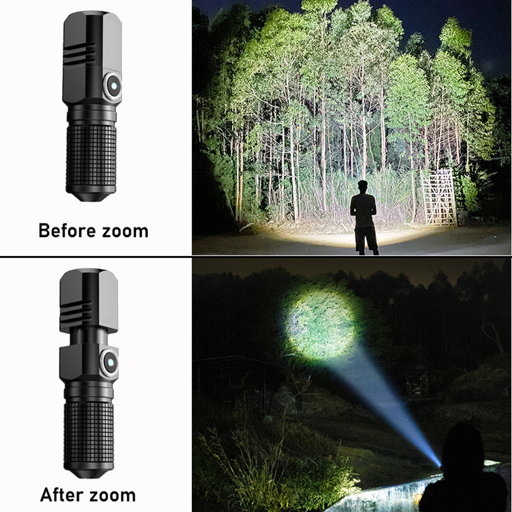 Mini linterna Led potente XHP50 de 10000 lúmenes, batería integrada, 3 modos, luz de Flash recargable por Usb, lámpara