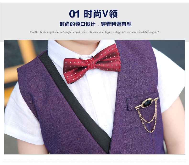Bloemen Jongens Formele Pak Bruiloft Campus Student Jurk Gentleman Kinderen Jas Vest Broek Bowtie 4 Pcs Ceremonie Kostuums Kleding