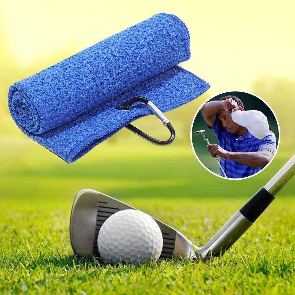 1PC Pure Color Towel Microfiber Cotton Golf Towel With Carabiner Hook Cleans Clubs Golf Towel Hands Cleaning Towels 30*50cm