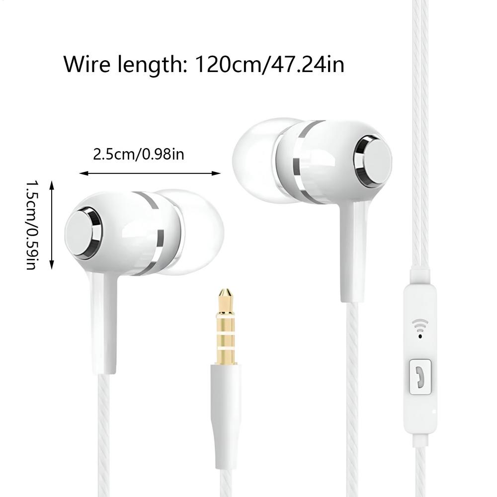 1pcs Universal 3.5mm Wired Headphones Sports Earbuds With Bass Phone Earphones Stereo Headset With Mic Volume Control: WHITE
