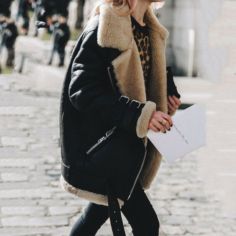 Herfst-Winter Vrouwen Jas Warm Hertenleer Kasjmier Rits Turn Down Kraag Jas Mode Vrouwelijke Lange Mouwen Streewear Jasje