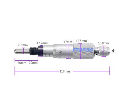 Outil de mesure à aiguille ronde plate, gamme argent 0-13mm 0-25mm 0-50mm 0.01mm, bouton de réglage moleté, mesure de la tête micromètre: 0-25mm round thread