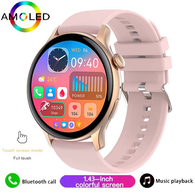 AMOLED HK85 Smartwatch pour iOS et Android, Montre intelligente d'appel Bluetooth, Horloge du monde du sport, Calculatrice, 2024 pouces, , 1.43: green