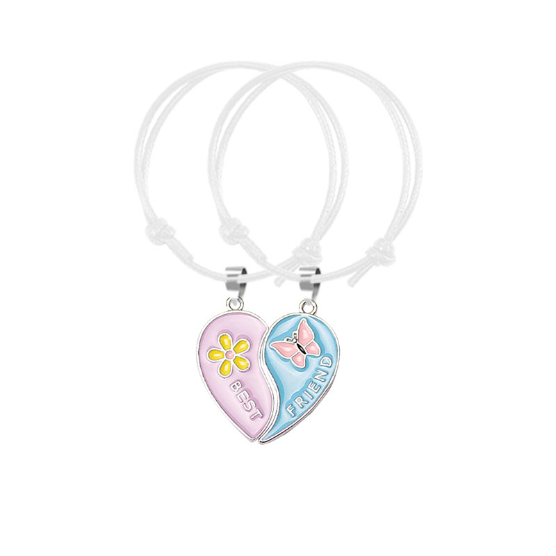 Pulsera trenzada bohemia para mujer, colgante sencillo a la con costuras en forma de corazón, colgante BFF para mejor amigo, de joyería de amistad 2023: COLOR ORO ROSADO