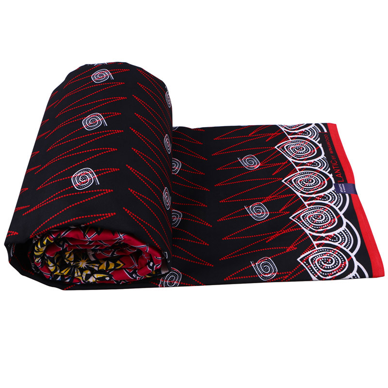 Dutch Wax Fabric Red And White Print African Veritable Ankara Guaranteed Wax Printed Black Fabric