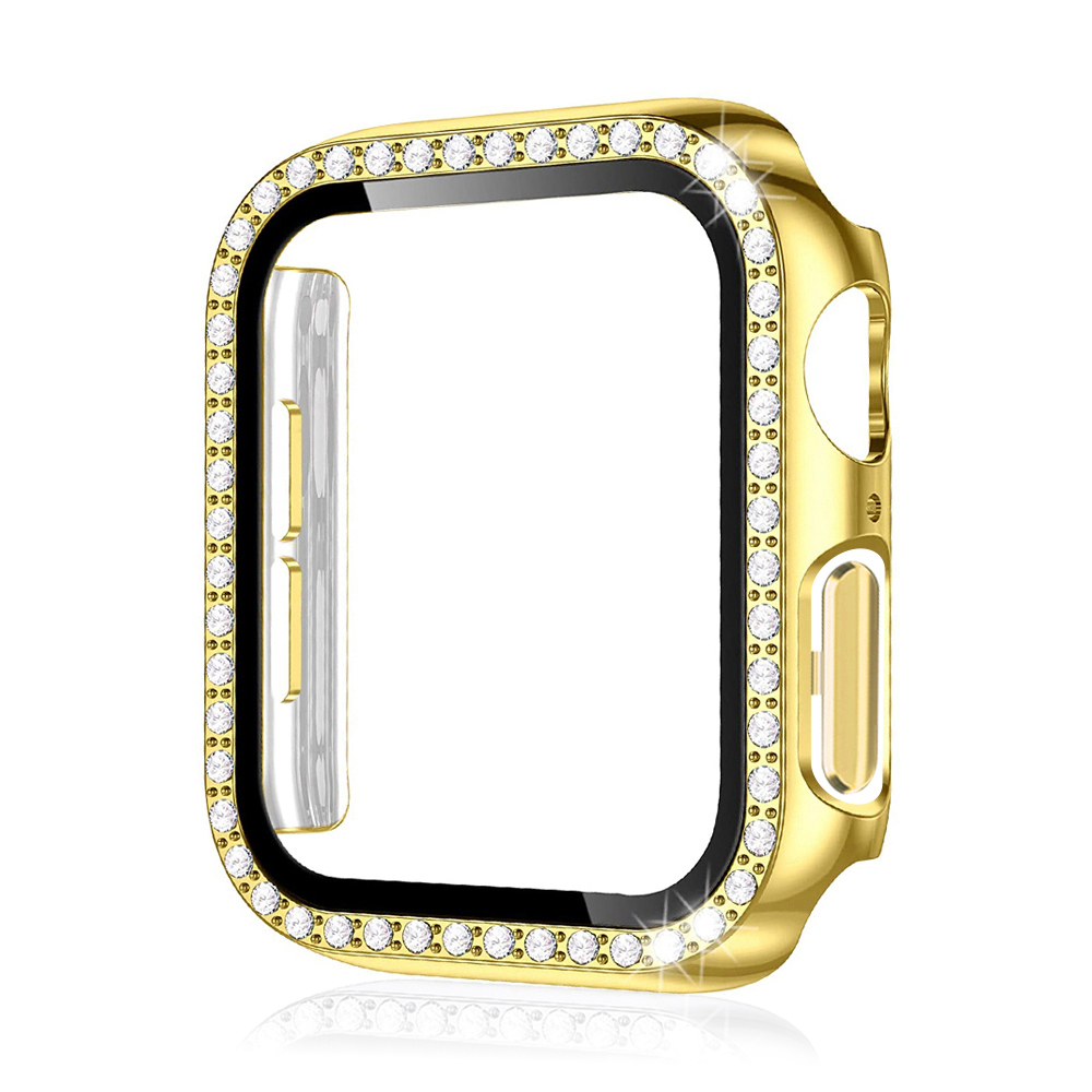 Apple Watch 10 Series Single Row Diamond Case Full Cover Watch Protective Cover Iwatch Series 42MM 46MM Apple Watch Case: GOLD / 7 Inches & Above