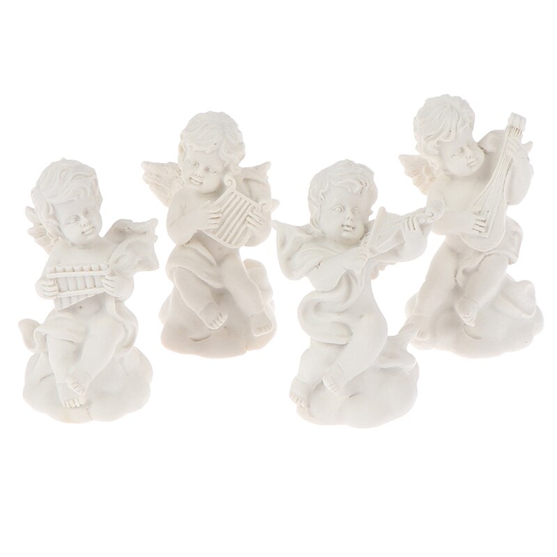 4pc Mini Cute Angel Pattern Statue Small Cupid Figure Home&Garden Decor Music Fairy Model Sketch Practice Estatua Festival