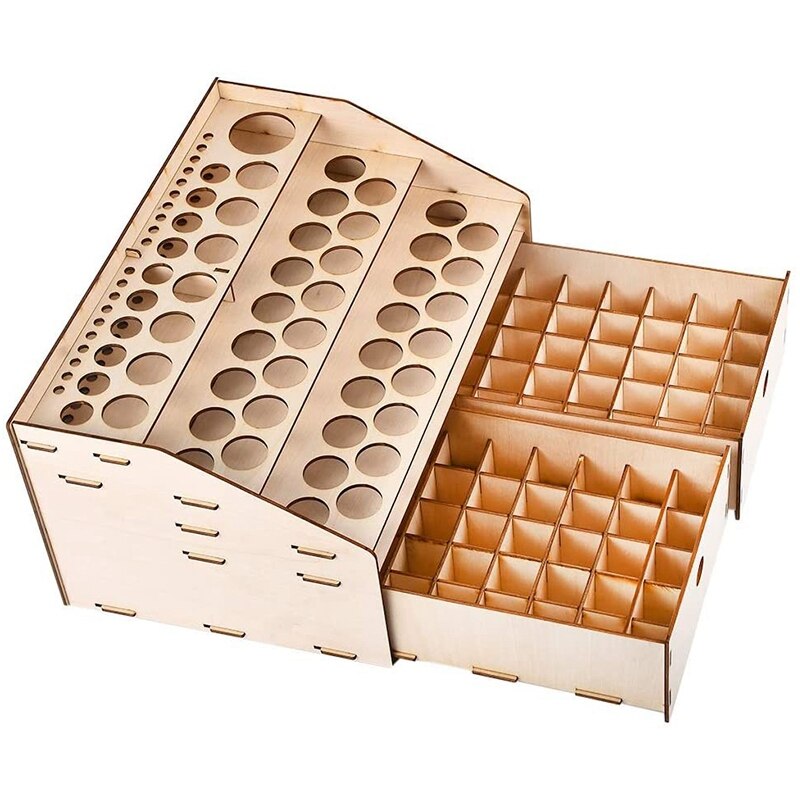 Wooden Paint Rack Stand Pigment Ink Bottle Paint Tool Storage with Cabinet Holder Organizer