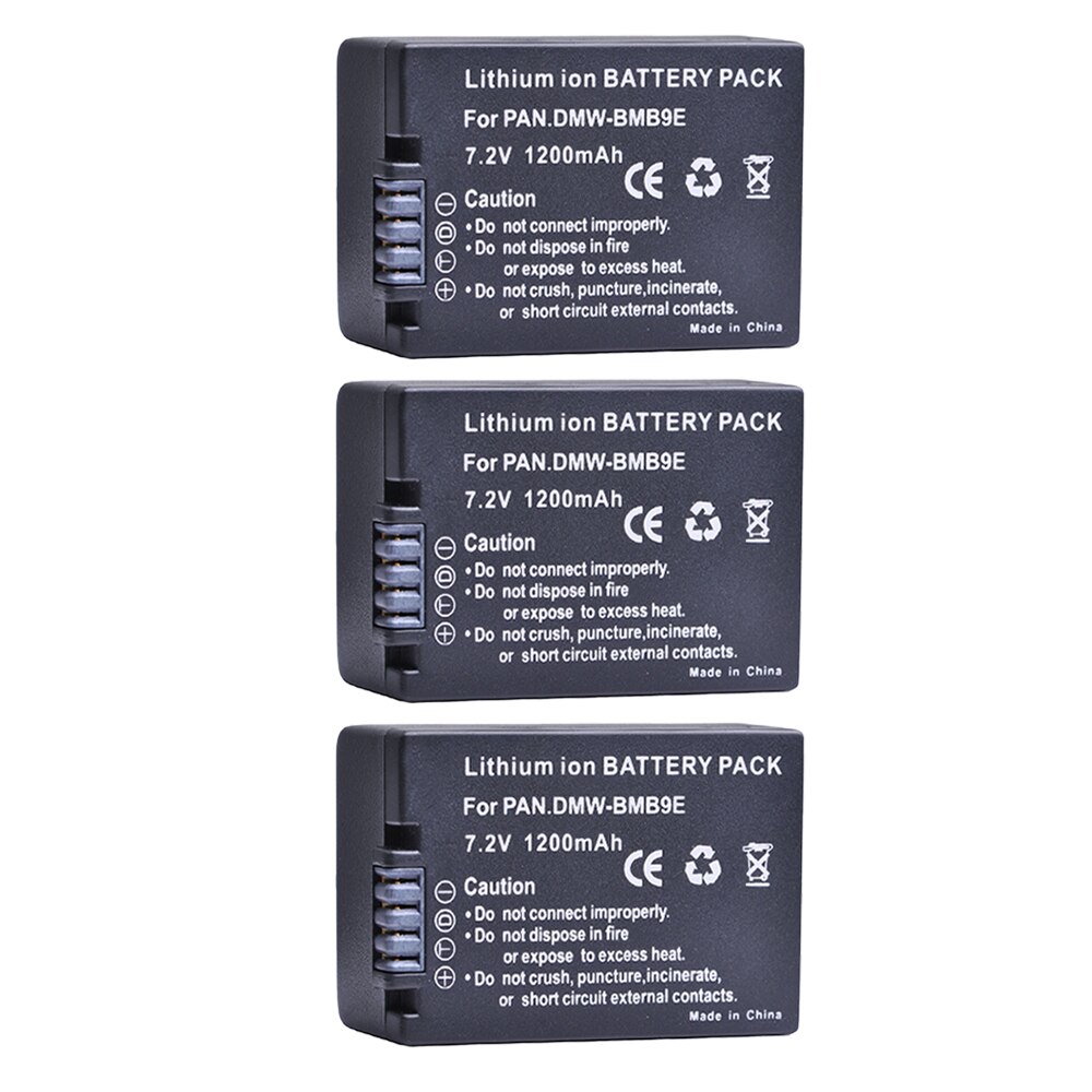 DMW-BMB9 DMW-BMB9E Battery &amp; LED Charger for Panasonic Lumix DMC FZ40K FZ45K FZ47K FZ48K FZ60 FZ70 FZ100 FZ150 DMWBMB9: 3 batteries