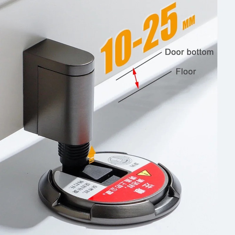 Solid Metal Door Stopper Updated Mechanical Self-Locking Stop Height Adjustable Sticker And Screw Fix DIY Hidden Door Holders