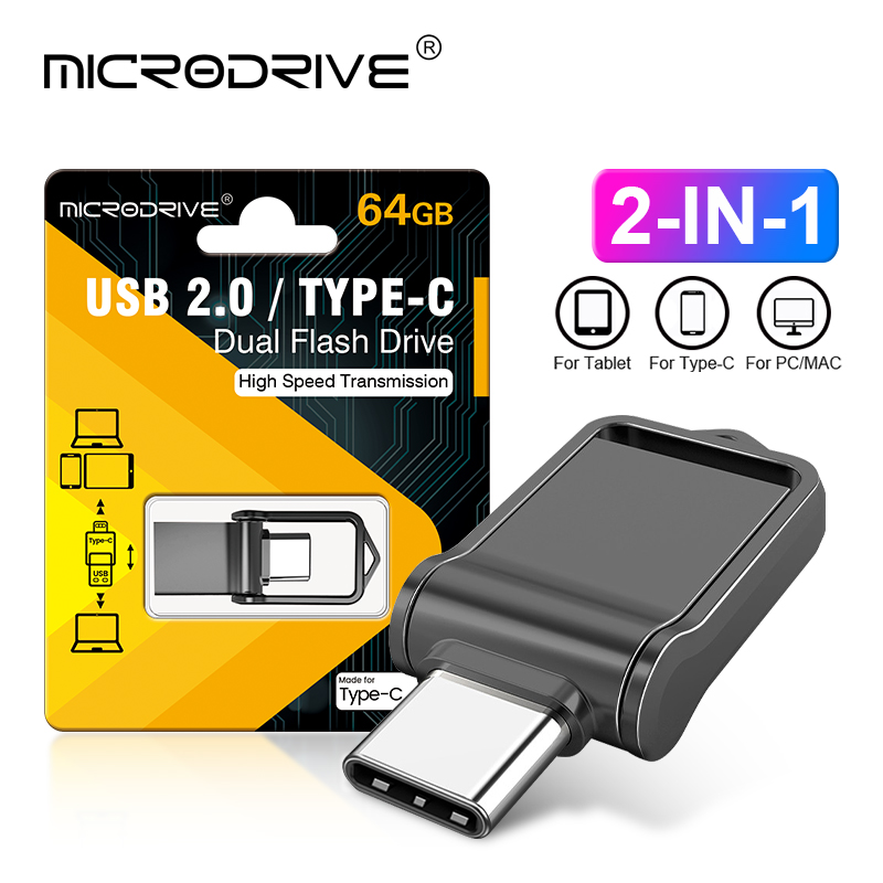 OTG Type C Pen Drive Mini Metal Usb Memory Stick 32GB usb flash card 128GB type-C Pendrive for smartphone Huawei