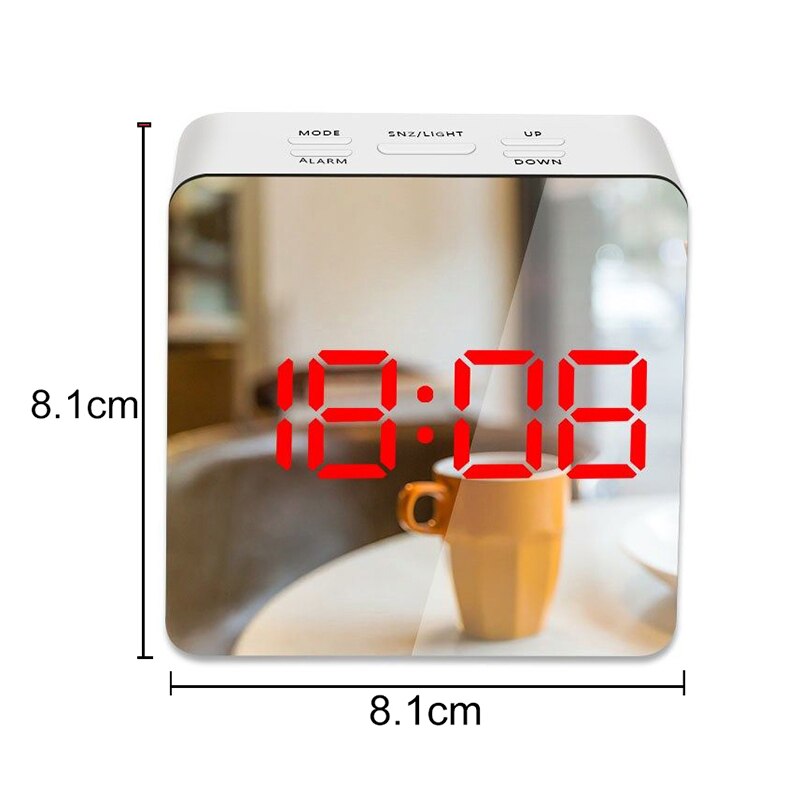 1Pc 14X50X3.4Cm Led Display Wekker Fuctions Knop Digitale Spiegel Bureauklok Temperatuur Kalender snooze Functie Met Usb