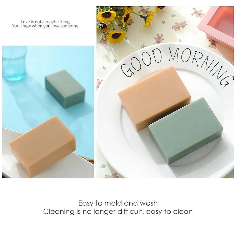 2 Cavity Silicone Mold for Making Soaps 3D Plain Soap Mold Art Craft Rectangle DIY Handmade Soap Form Tray Mould Baking Tools