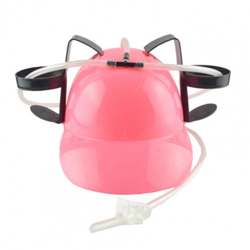 Casco para beber cerveza y refresco, sombrero para de cumpleaños, juguete único y fresco, bebida manos libres, juguete minero, novedad de: Rosa